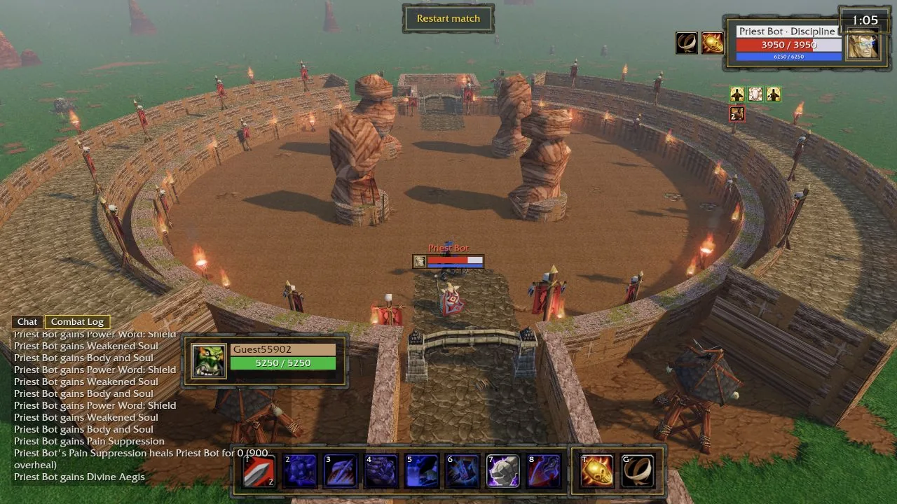 Arena of Champions Nagrand Ring arena showing four stone pillars and the circular fighting area
